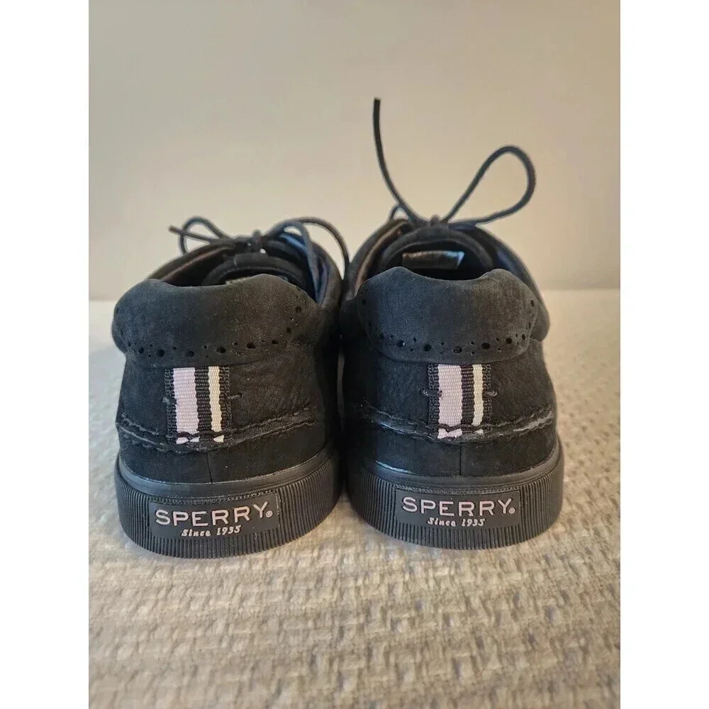 NWOB Sperry Men's Gold Cup Striper Plushwave Black CVO Leather Sneakers Sz 13